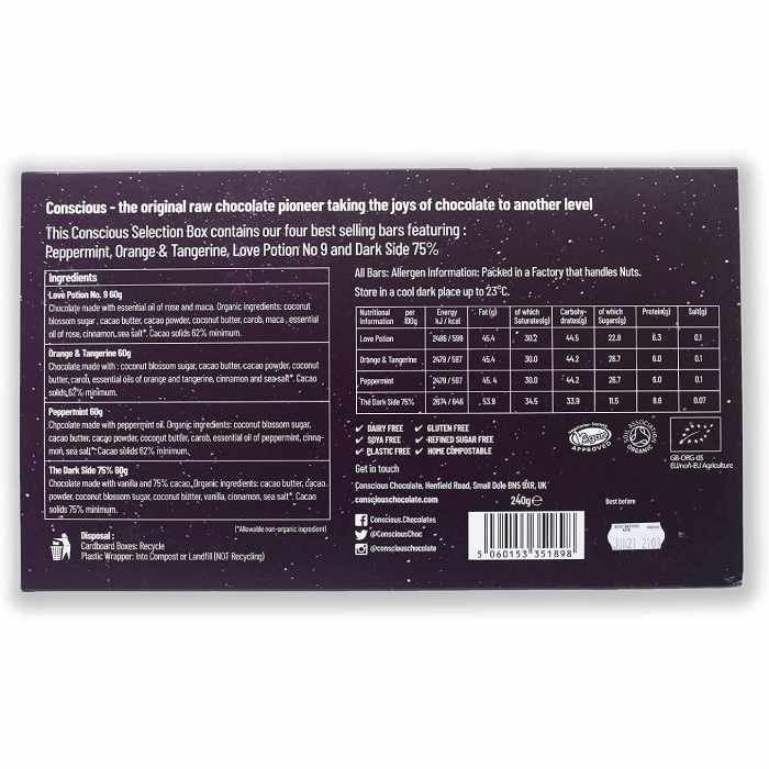 Conscious Chocolate - Majestic Chocolate Selection Box, 240g back