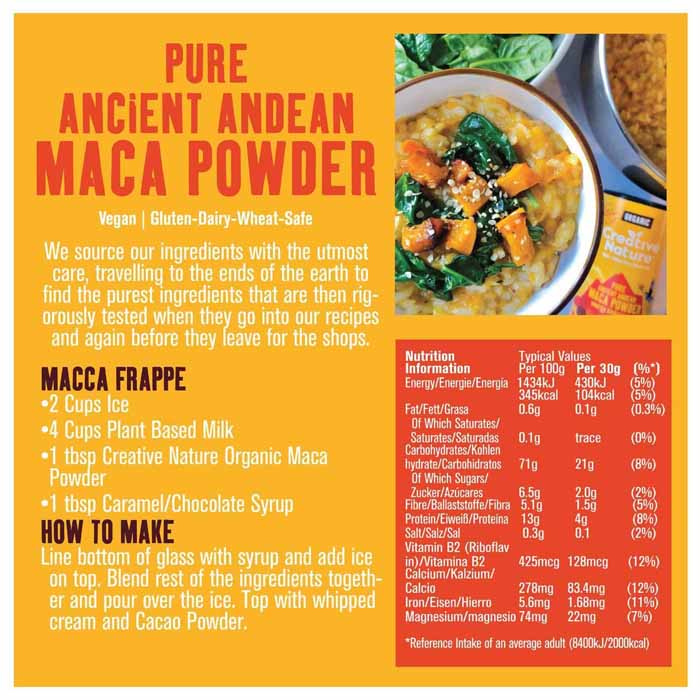 Creative Nature - Organic Raw Peruvian Maca Powder, 300g - back