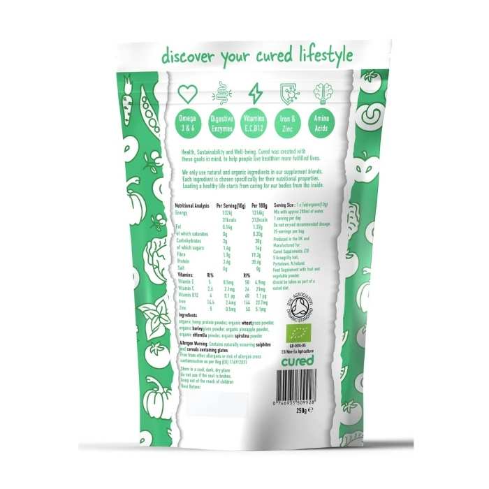Cured Supplements - Organic Super Greens & Hemp Protein Powder back