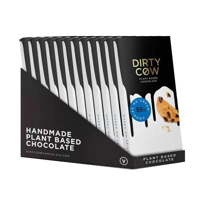 Dirty Cow Chocolate - Chocolate Bars - Cookies No Cream, 80g - 12 pack