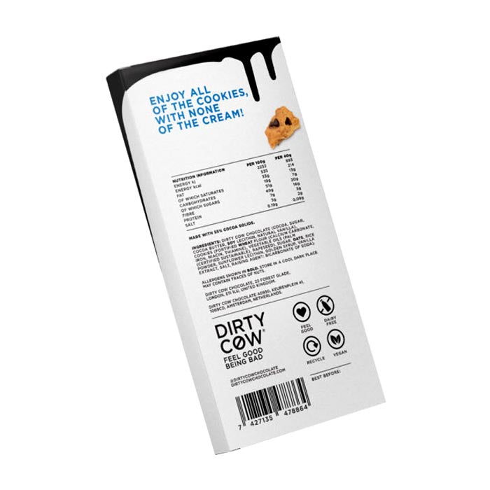 Dirty Cow Chocolate - Chocolate Bars - Cookies No Cream, 80g - back