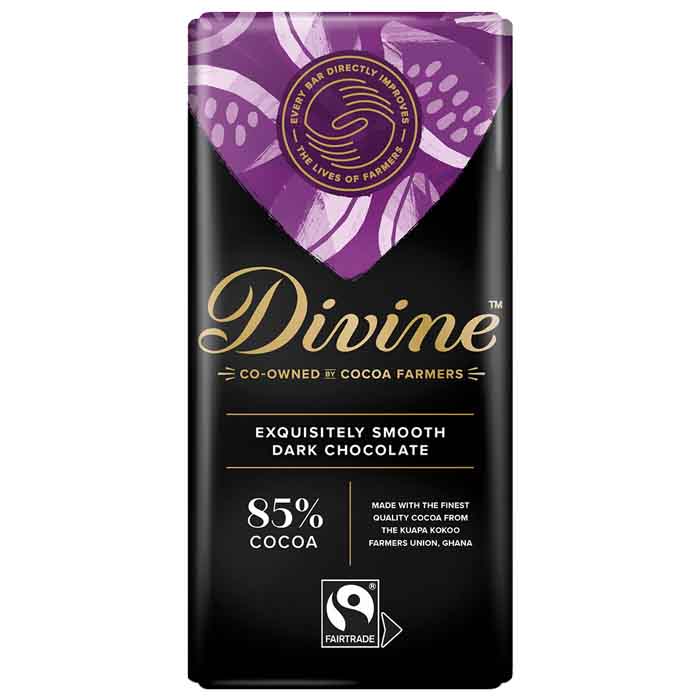 Divine - Dark Chocolate - 85% Dark Chocolate, 90g  Pack of 15