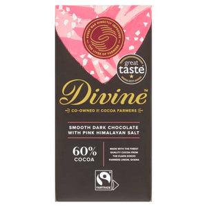 Divine - Fairtrade 60% Dark Chocolate with Pink Himalayan Salt, 90g | Multiple Sizes