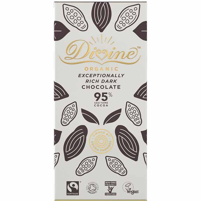 Divine - Organic 95% Dark Chocolate - 1-Bar, 80g 