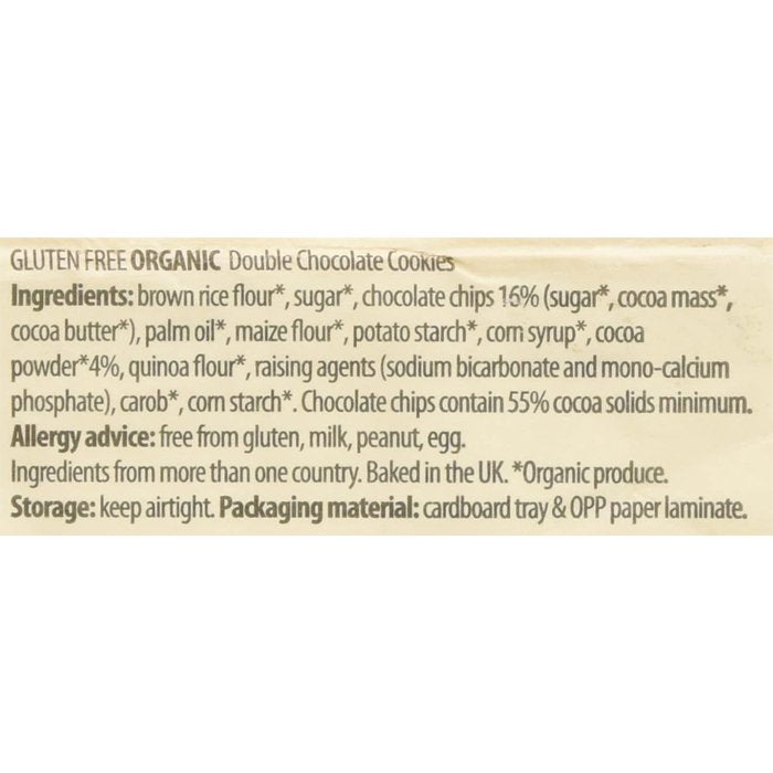 Freee - Organic Double Chocolate Cookies (GF), 180g - back
