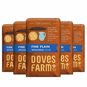 Doves Farm - Organic Fine Plain Wholemeal Flour, 1kg | Pack of 5