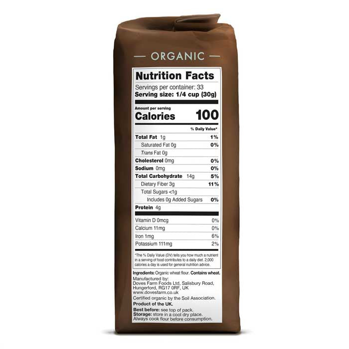 Doves Farm - Organic Spelt Wholemeal Flour, 1kg (5 Pack) - Back