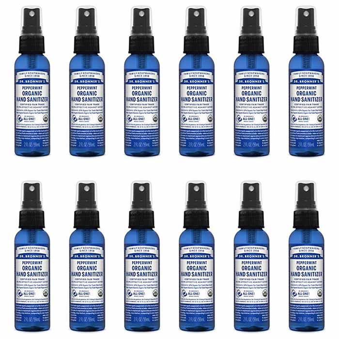 Dr. Bronner's - Organic Hand Sanitizer Spray - Peppermint 12-Pack, 59ml