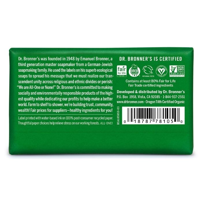 Dr. Bronner's - Pure-Castile Almond Bar Soap, 140g - back