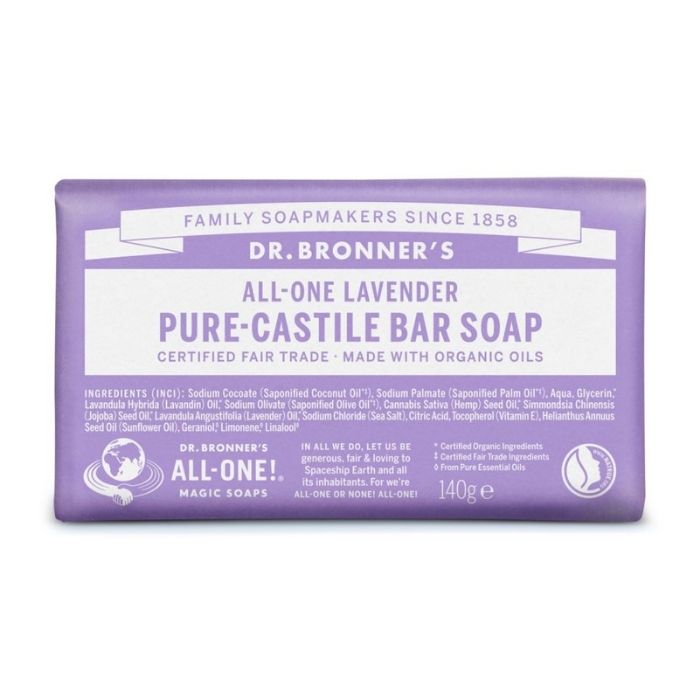 Dr. Bronner's - Pure-Castile Lavender Bar Soap, 140g - FRONT