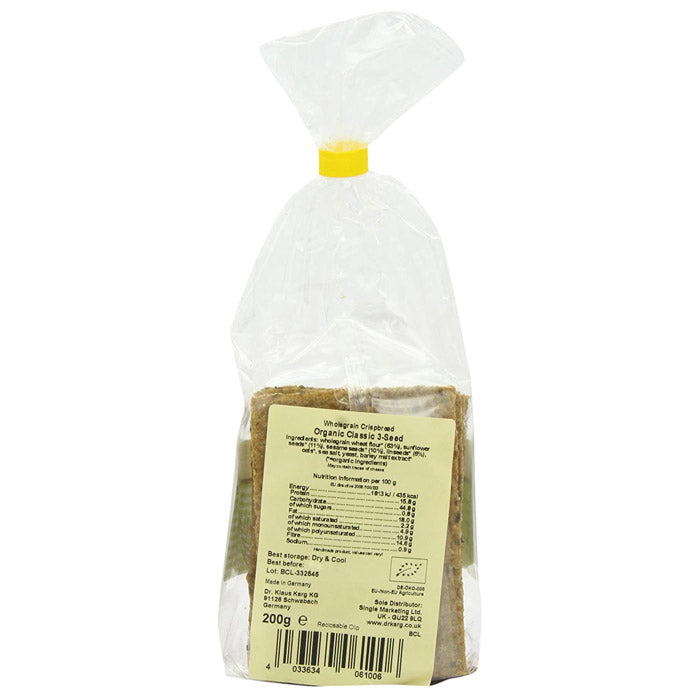 Dr. Karg - Organic Crispbread - Wholegrain Classic 3-Seed, 200g - back