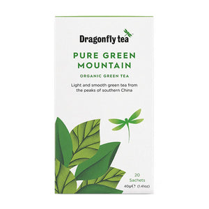 Dragonfly Tea - Organic Pure Green Mountain Green tea, 20 Bags | Pack of 4