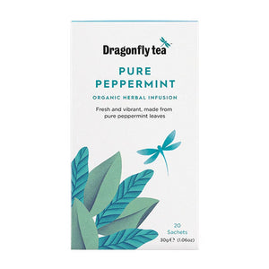 Dragonfly Tea - Organic Pure Peppermint Infusion, 20 Bags | Pack of 4