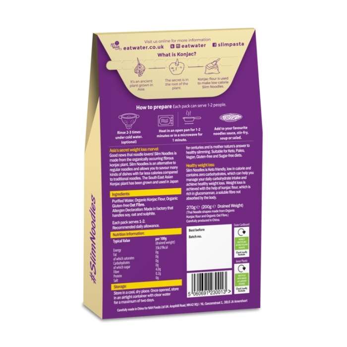 Eat Water - Slim Noodles, 270g - Back