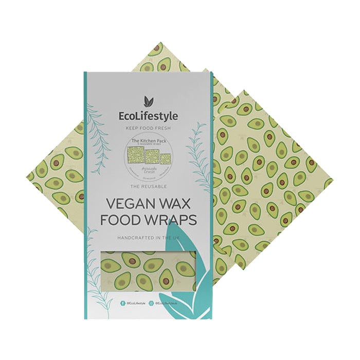 EcoLifestyle - Vegan Wax Food Wraps - Kitchen Pack - Avocados (3 Wraps)