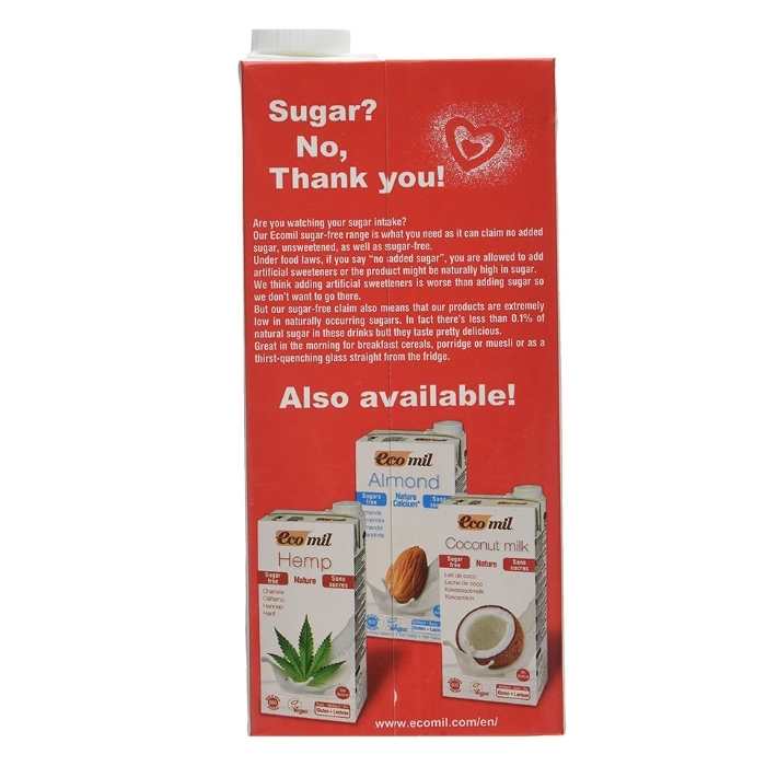 Ecomil - Organic Almond Milk Sugar-Free, 1L - Back
