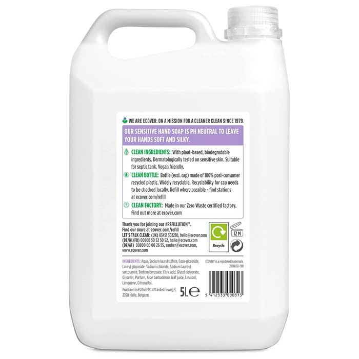 Ecover - Hand Wash - Lavender & Aloe Vera, 5L - back
