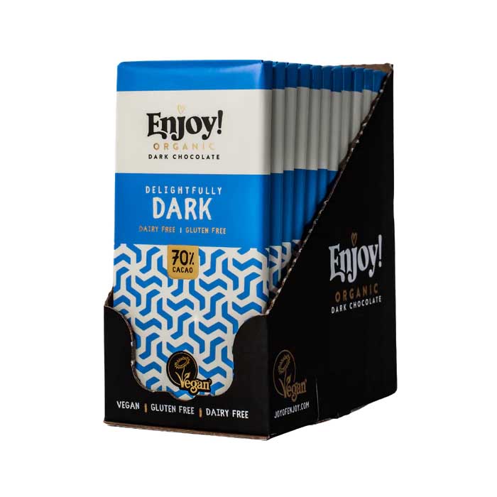 Enjoy! - 70% Dark Chocolate Bar - Delightfully Dark (12 Bars), 70g