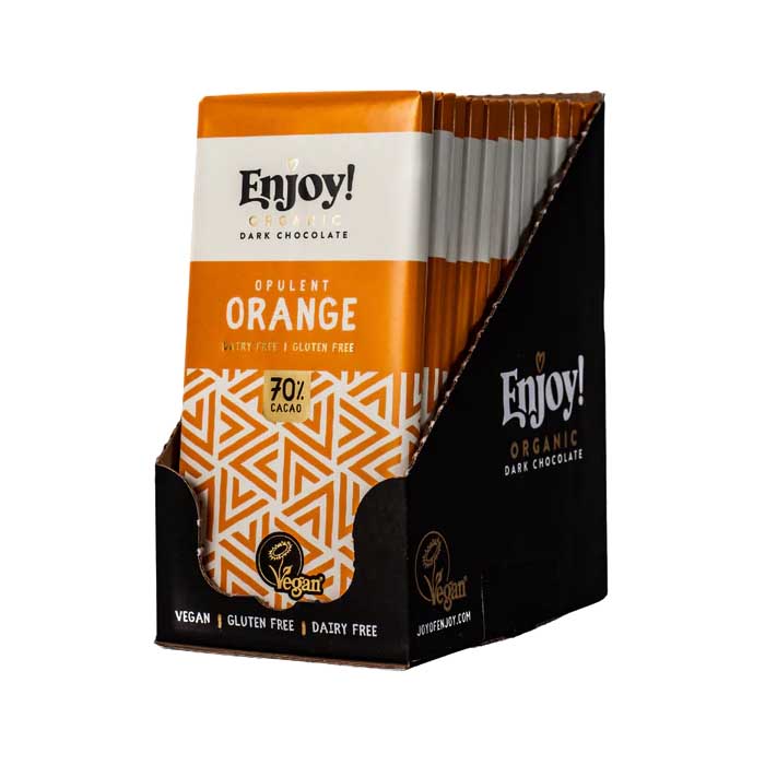 Enjoy! - 70% Dark Chocolate Bar - Opulent Orange (12 Bars), 70g
