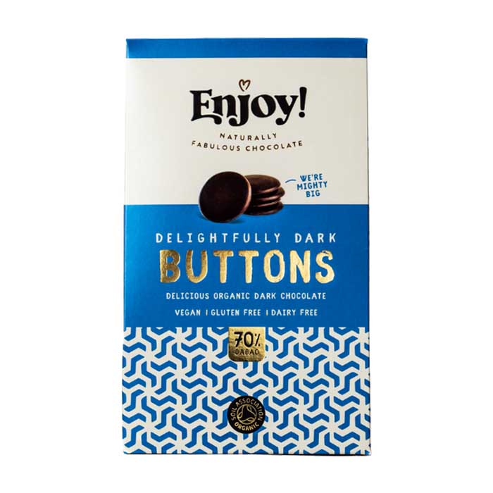 Enjoy! - Delightfully Dark 70% Solid Chocolate Buttons - 1-Pack, 96g - back