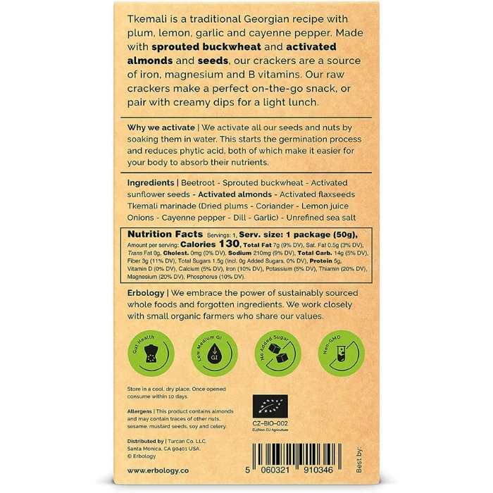 Erbology - Organic & Gluten-Free Crackers Tkemali back