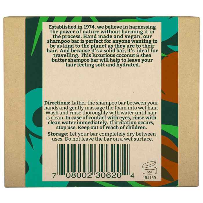 Faith In Nature - Coconut & Shea Butter Shampoo Bar, 85g - back