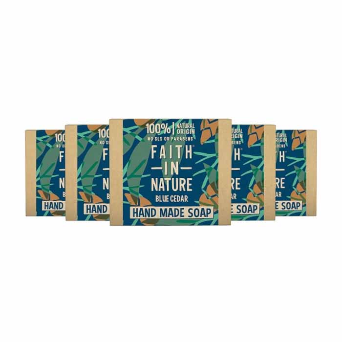 Faith In Nature - Fragrance-Free Handmade Soap Bar - Blue Cedar, 100g