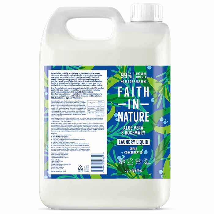 Faith In Nature - Super Concentrated Laundry Liquid, 5L  Aloe Vera & Rosemary