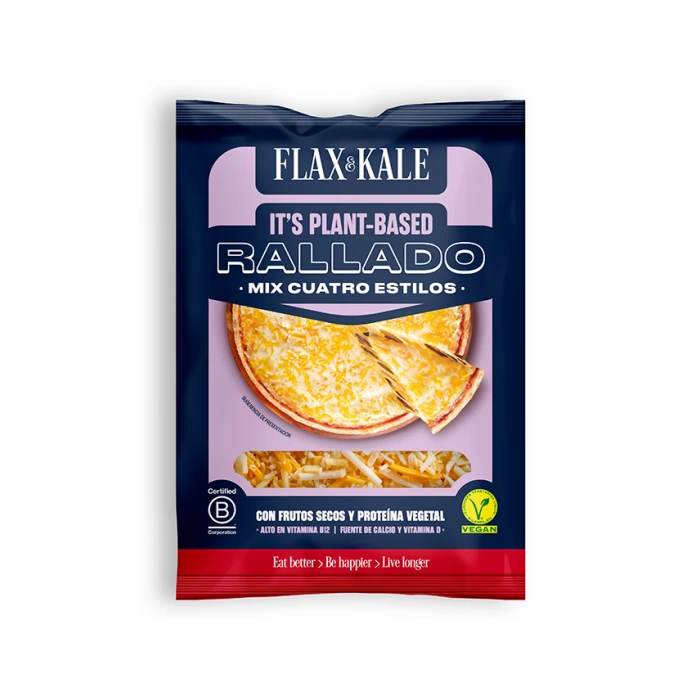 Flax And Kale - Plant-Based Grated Cheese 4 Cheese Flavours, 100g front