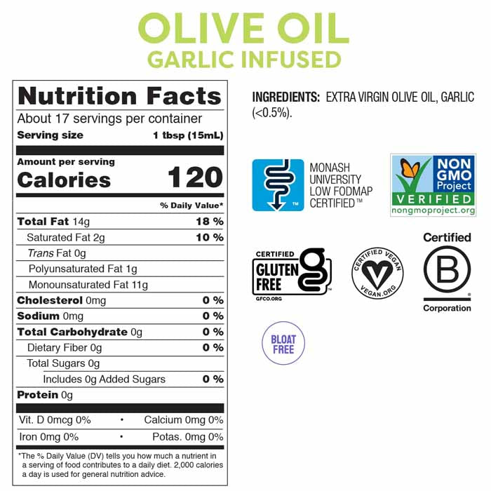 Fody - Low FODMAP Garlic-Infused Oil, 250ml - back