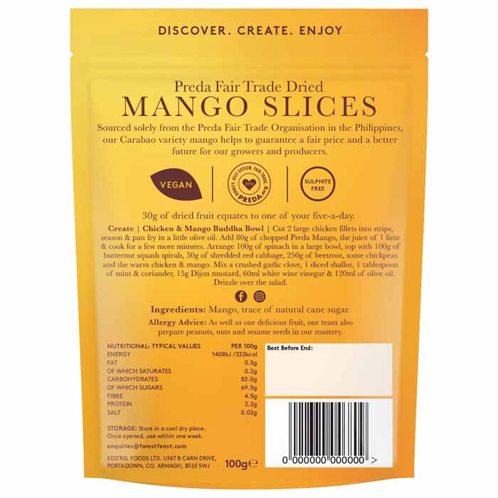 Forest Feast - Preda Dried Mango, 100g - back