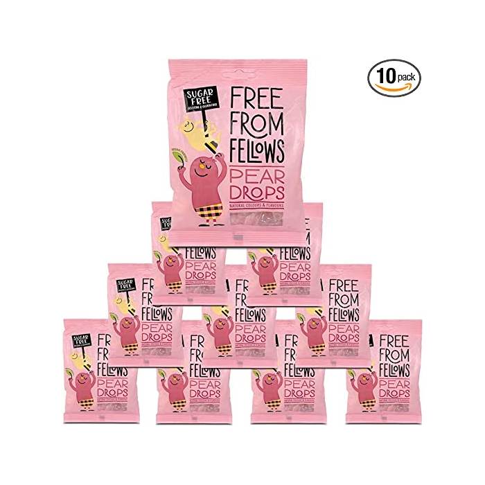 Free From Fellows - Pear Drops Hard Boiled Vegan Sweets, 70g pack