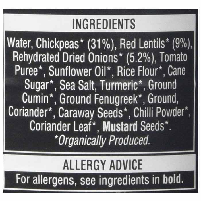 Geo Organics - Organic Chickpea & Lentil Dahl, 400g - back