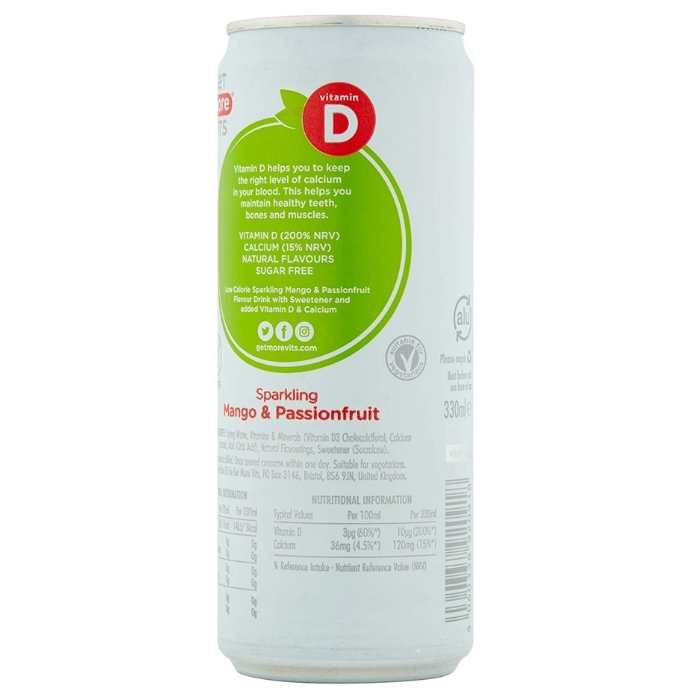 Get More Vits - Vitamin D Sparkling Mango & Passionfruit Can - back