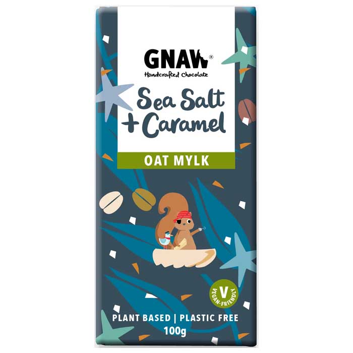 Gnaw - Oat Mylk Chocolate Bar - Sea Salt & Caramel (1 Bar), 100g