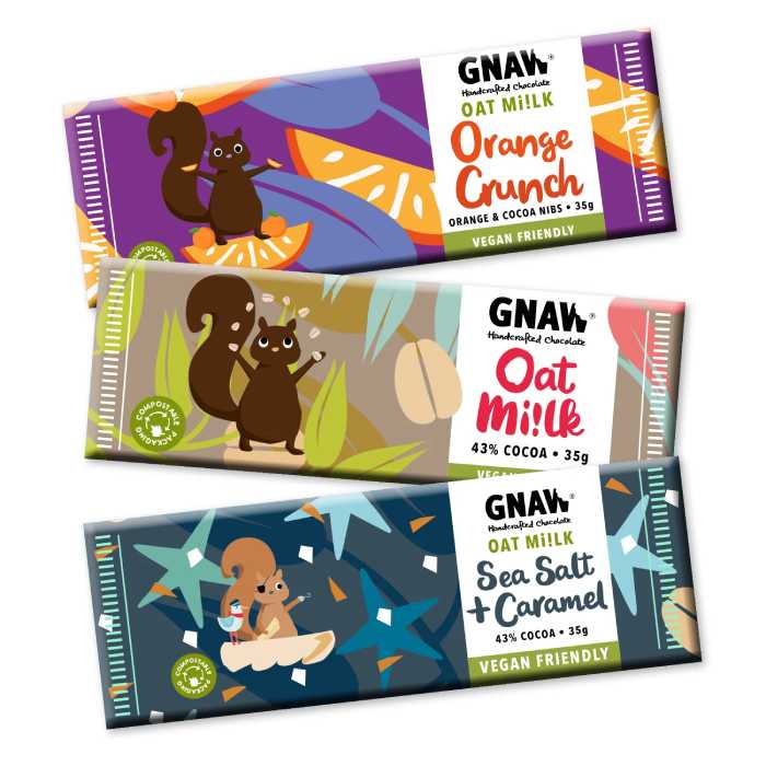 Gnaw - Vegan Oat Mi!lk Chocolate Bar Snack Size, 35g
