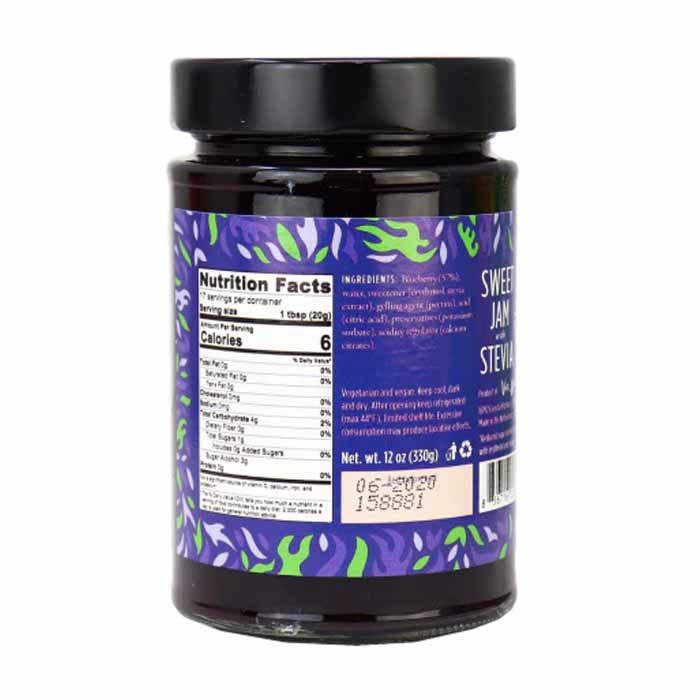 Good Good - Keto-Friendly Jam - Sweet Jam Stevia Blueberry, 330g  - back