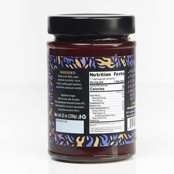 Good Good - Keto-Friendly Jam - Blackcurrant - back