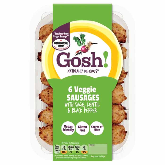 Gosh! - Veggie Sausages with Sage & Black Pepper - 6-Pack (270g)