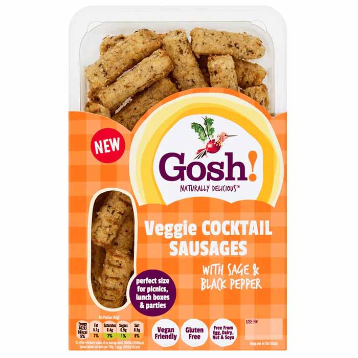 Gosh! - Veggie Sausages with Sage & Black Pepper ,Cocktail (240g)