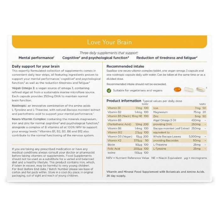Healthspan - Love Your Brain, 28 Day Supply back