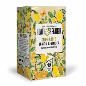 Heath & Heather - Organic Lemon & Ginger Tea, 20 Bags | Pack of 6