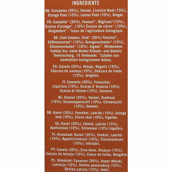 Higher Living - Organic Cinnamon Tea, 15 Bags - back