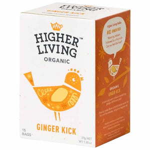 Higher Living - Organic Ginger Kick Tea, 15 Bags | Pack of 4