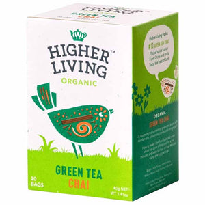 Higher Living - Organic Green Tea Chai, 20 Bags | Pack of 4