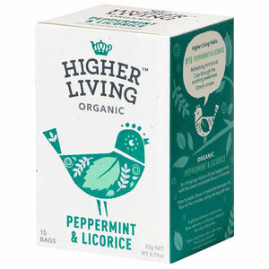 Higher Living - Organic Peppermint & Licorice Tea, 15 Bags | Pack of 4