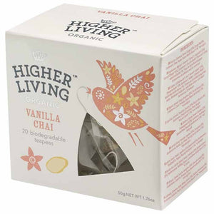 Higher Living - Organic Vanilla Chai, 20 Bags | Pack of 4