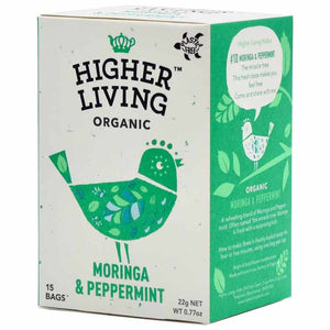 Higher Living Organic - Moringa & Peppermint Tea, 15 Bags | Pack of 4