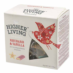Higher Living Organic - Rhubarb & Vanilla Tea, 20 Bags | Pack of 4