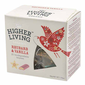 Higher Living Organic - Rhubarb & Vanilla Tea, 20 Bags | Pack of 4